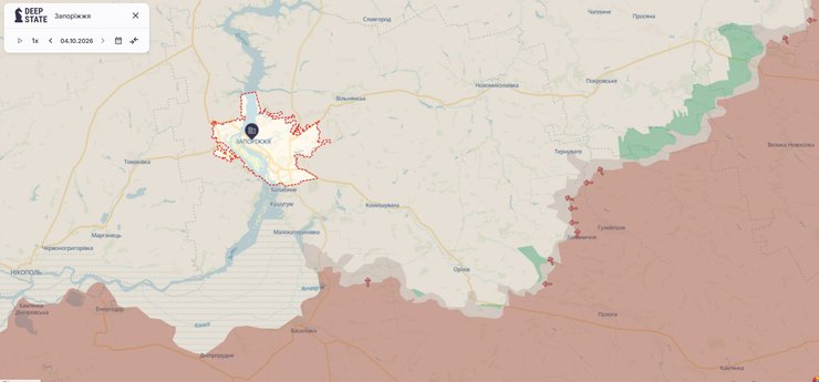 карта фронту під Запоріжжям станом на 4 жовтня