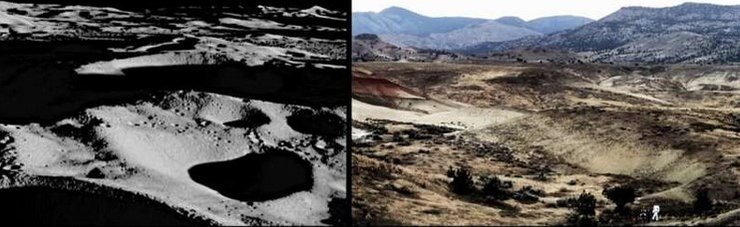 Южный полюс Луны и пустыня в штате Орегон