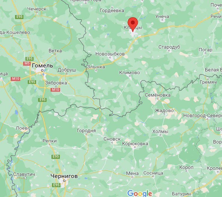 Город Клинцы на карте