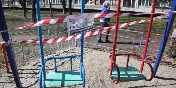 локдаун в Киеве, локдаун 2020, закрытая детская площадка