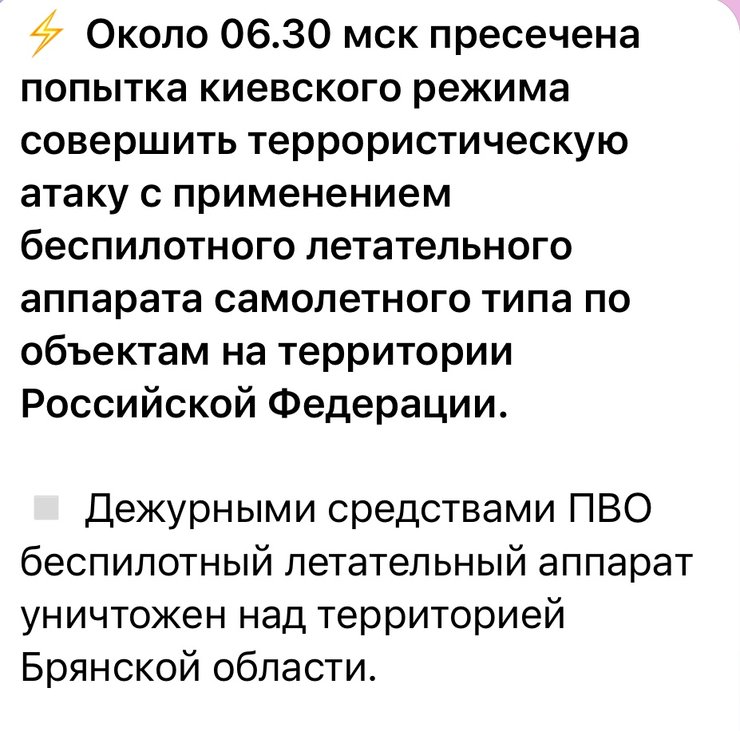В Брянской области снова якобы сбили дрон