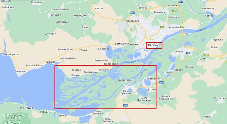 Острова на половодье от Херсона