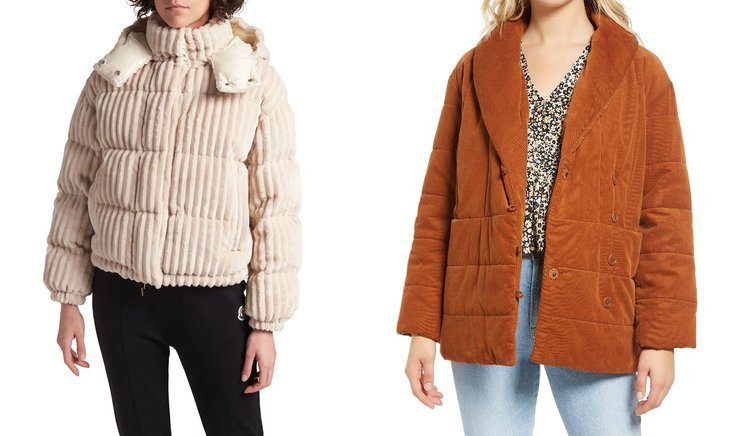 бархатный пуховик, модный пуховик, тренд сезона