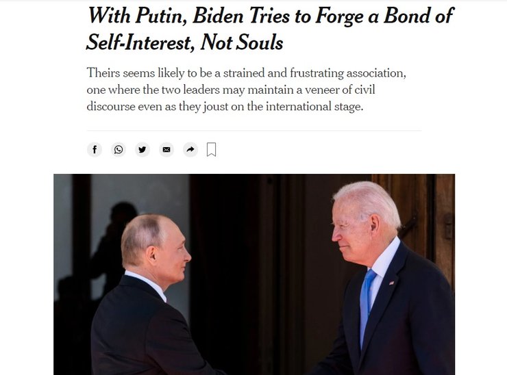 Владимир Путин, Джо Байден, встреча в Женеве, Россия, США