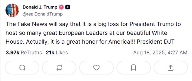 дональд трамп пост про войну