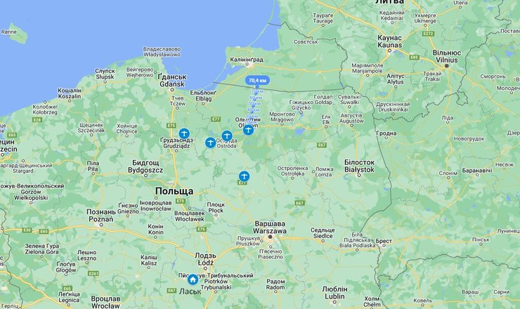 РФ і НАТО, винищувачі в Польщі, карта