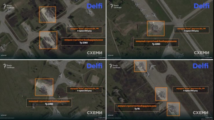 На базі "Бєлая" відбулась серія вибуркових атак по робочих бортах Ту-95 та Ту-22М
