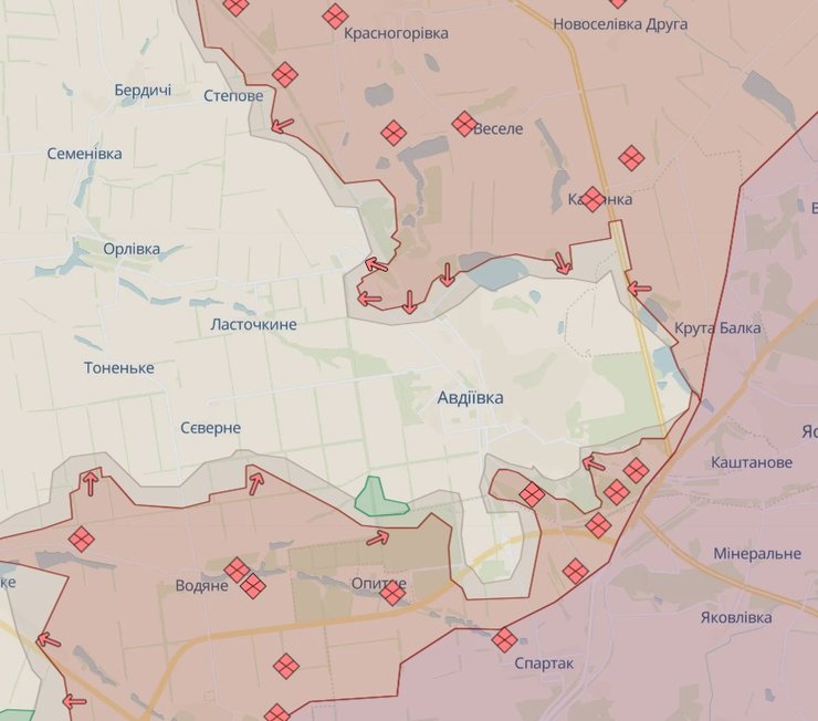 Авдеевское направление, карта боевых действий