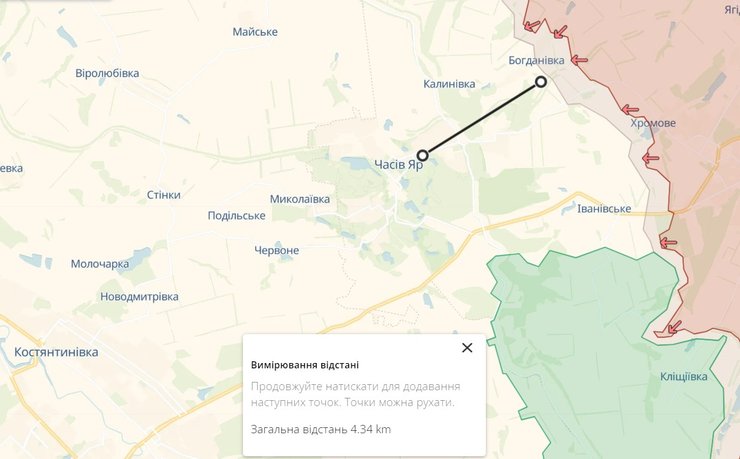 Бахмутское направление, Часов Яр, линия фронта