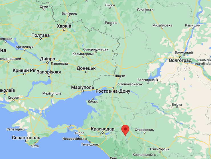 Курганинськ, Краснодарський край, карта Росії