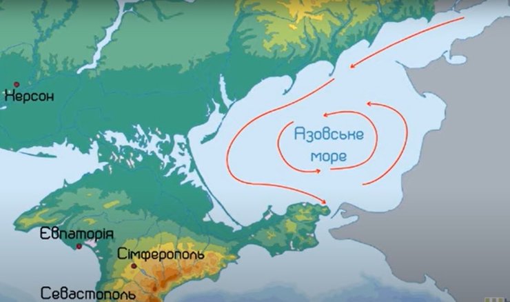 РФ и Мариуполь, Азовское море, течение