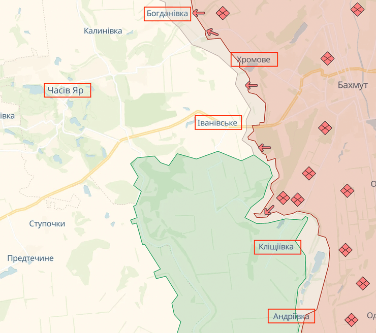 Бахмут карта, ситуация на фронте, Бахмутское направление, Бахмут, Бахмут