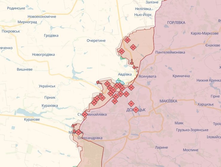 Авдеевское и Марьинское направления, карта боевых действий