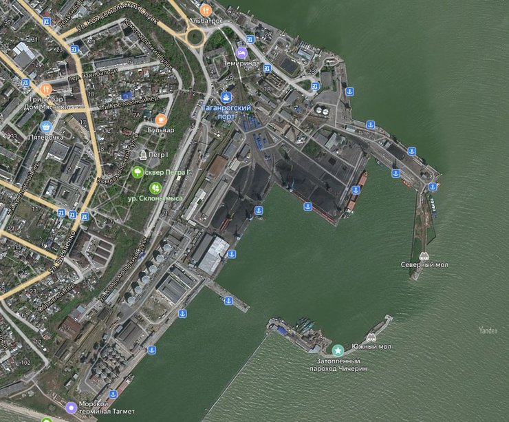 Таганрогский порт на карте