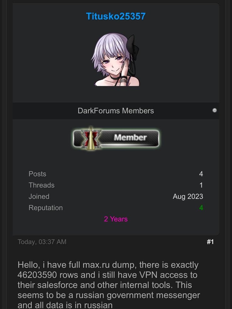 Кибератака в РФ на мессенджер Мах