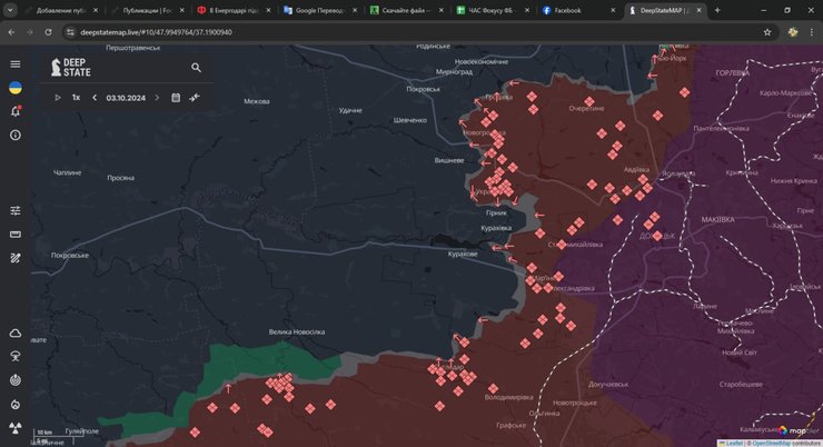 Карта боїв на Донеччині