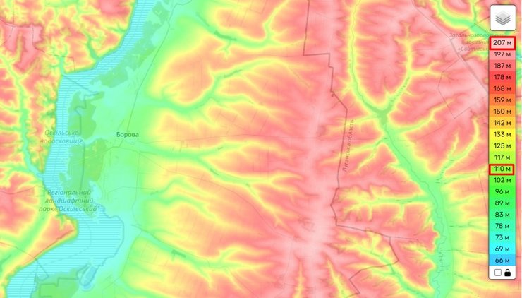 Наступ РФ, Борова, карта, фронт, 21 червня, рельєф