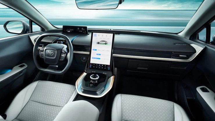 салон Toyota bz3, електромобіль Toyota, нова Toyota bz3, седан Toyota