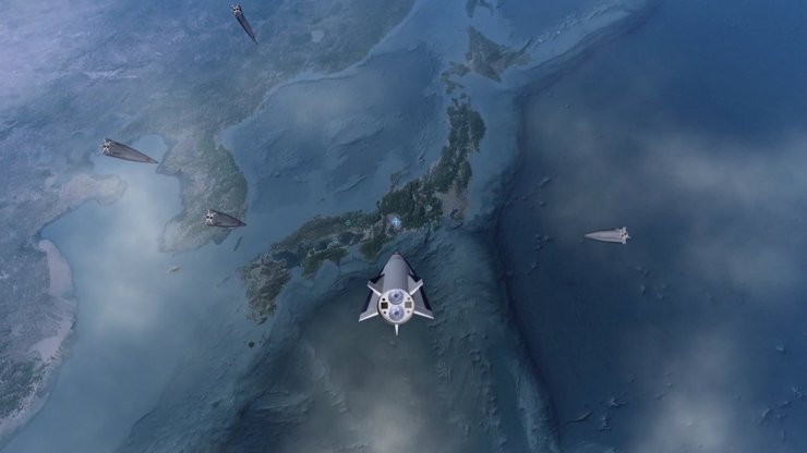 Кадр из видео, где ракета направлена на Японию