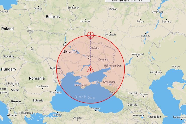 Карта ураження дрону БМ-35 ЗС РФ зі Starlink