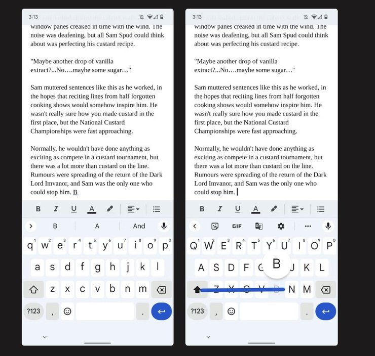 gboard заголовна буква свайп трюки для друку