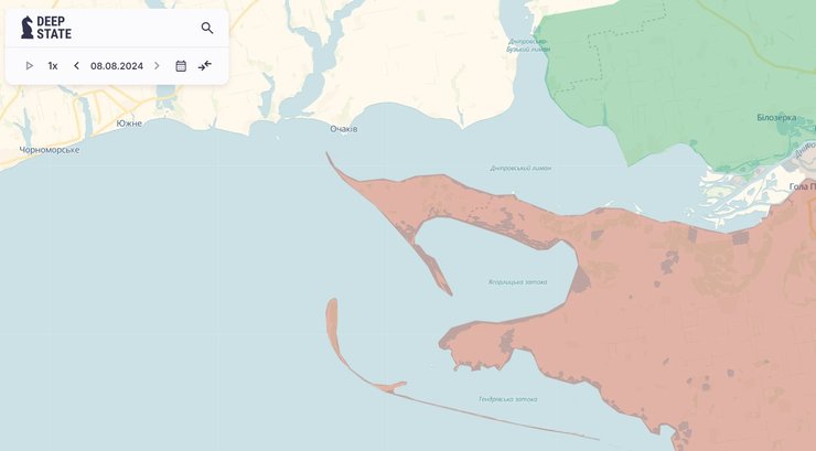 Бои на юге, Кинбурская коса, Тендровская коса, карта, 9 августа