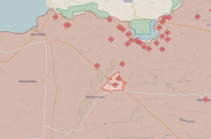 Токмак на карте