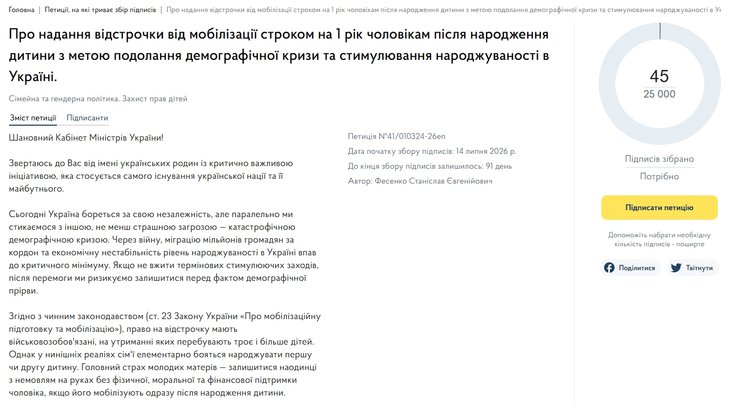 петиція відстрочка
