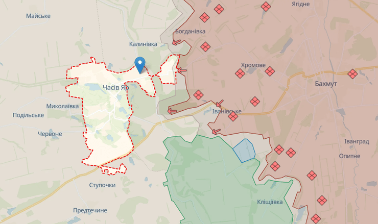 Часов Яр карта deepstate, карта Часов Яр, Часов Яр битва