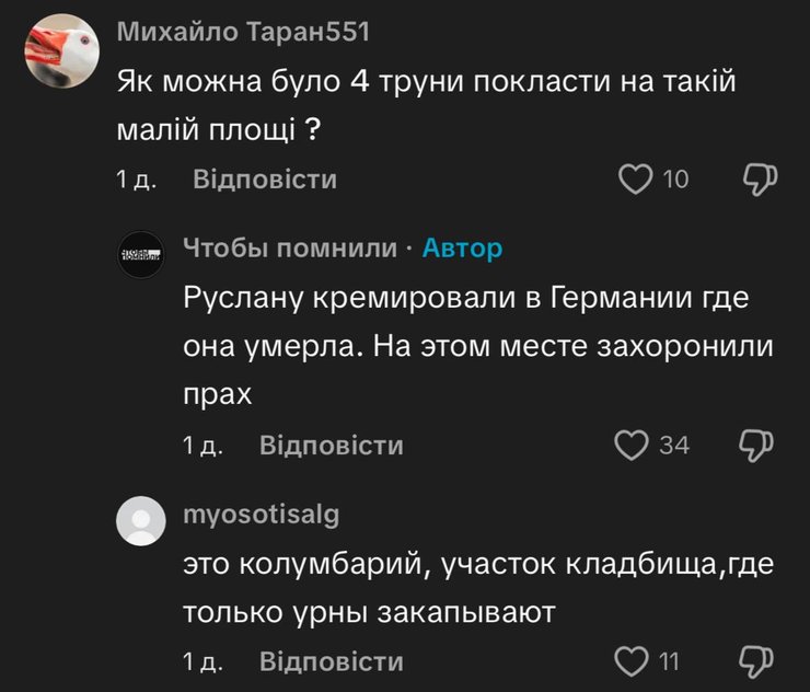 коментарі під відео в TikTok