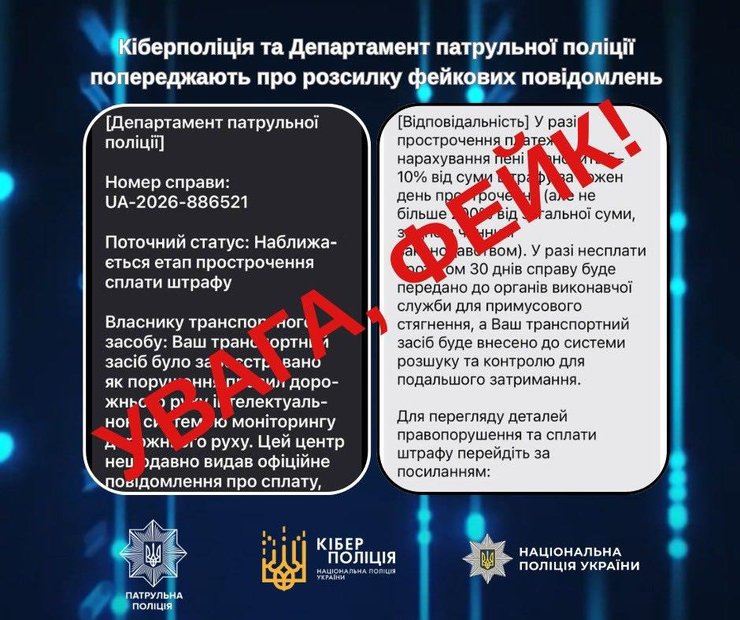 Шахраї почали масово розсилати українським водіям фейкові повідомлення про штрафи за порушення ПДР.