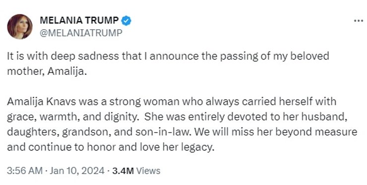 Мелания Трамп о матери