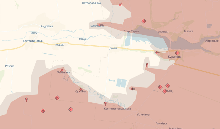 Курахівський напрямок, карта DeepState, Покровський напрямок, Донецька область, ситуація на фронті