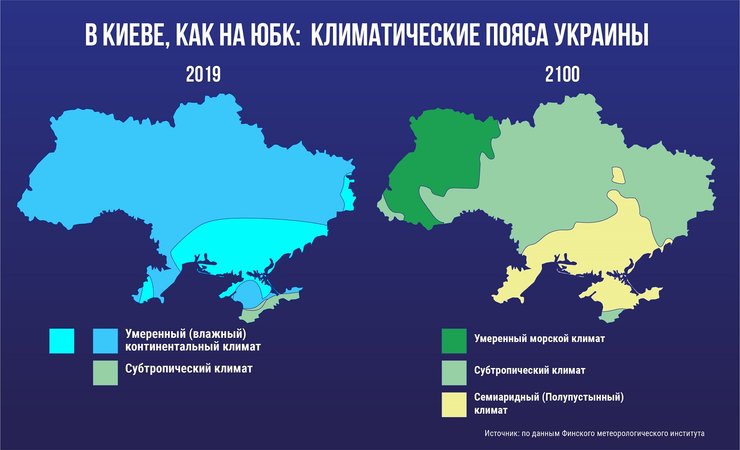 карта, кліматичні пояси України, глобальне потепління, зміна клімату