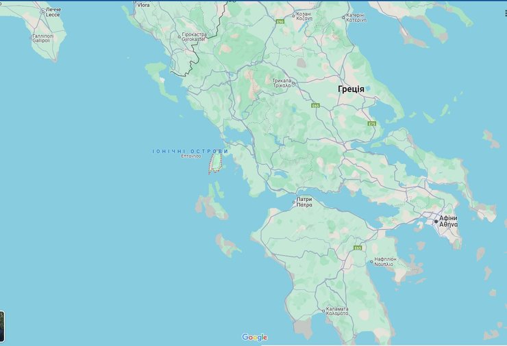 Миф об острове, остров Лефката, Греца остров, карта