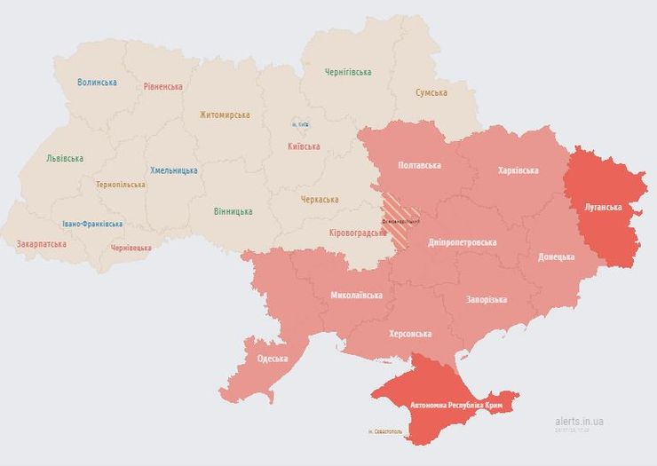 Карта тривог, обстріл Україна