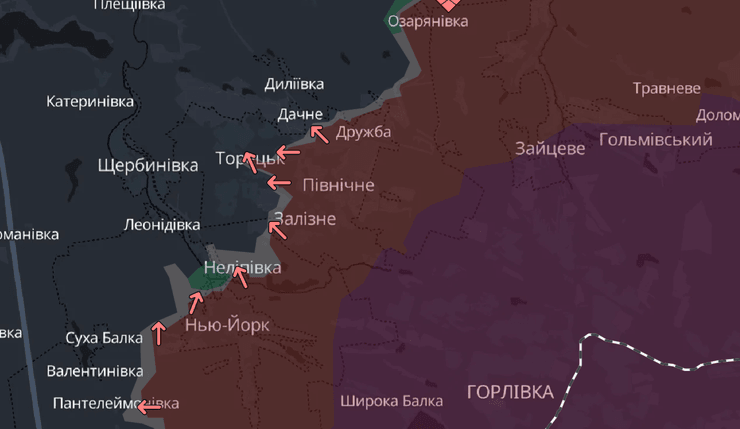 Карта боевых действий, Торецк, Донбасс