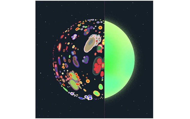 Космическая картинка с вредными выбросами на Земле