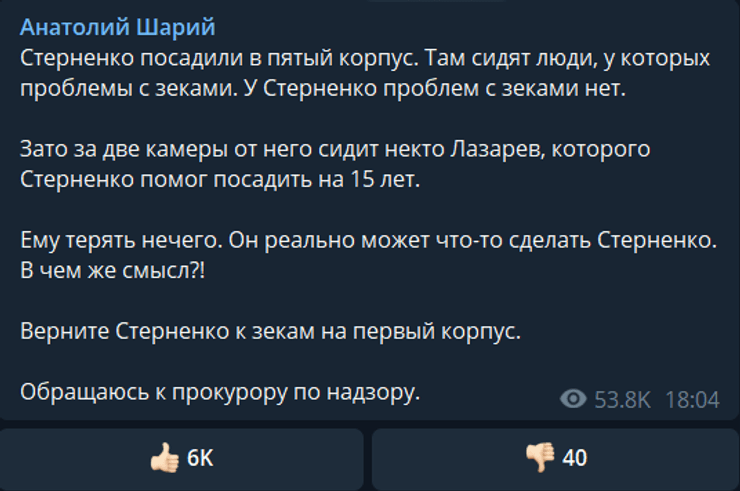 Шарій, Стерненко, СІЗО, скріншот