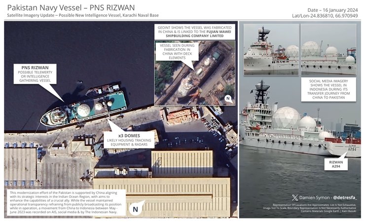 Наблюдатели обратили внимание на оборудование корабля Rizwan