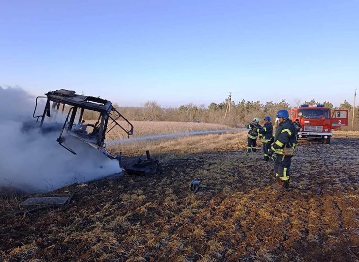 трактор, мина, подрыв