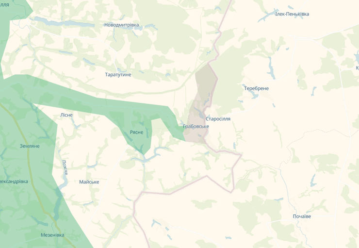 Село Грабовское 22 декабря на карте DeepState Село Грабовское 22 декабря