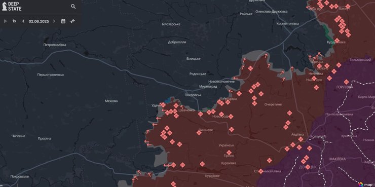 Карта боев на Покровском направлении от DeepState