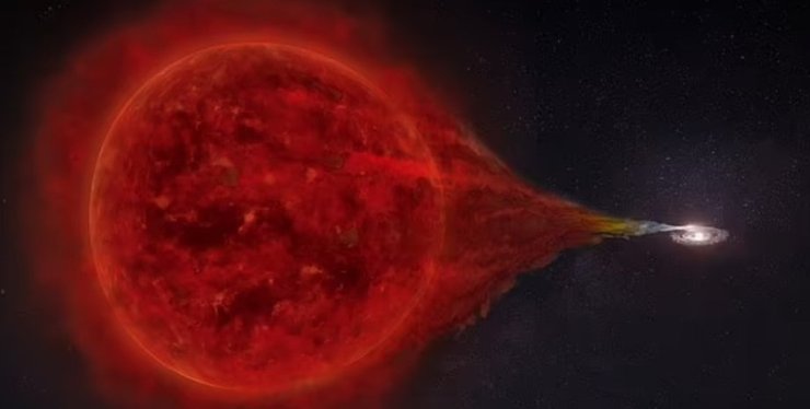 Вибух нової, червоний гігант, білий карлик