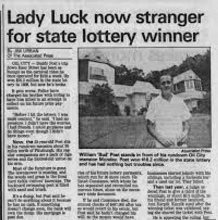 Уильям Бад Пост, обедитель лотереи