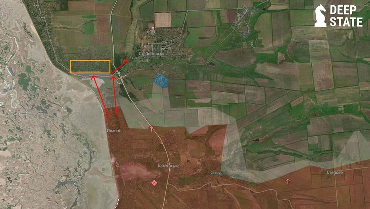 Карта боевых действий в районе Степногорска Запорожской области