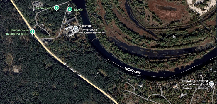 Санаторий Конча-Заспа на карте