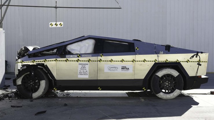 краш-тест Tesla Cybertruck, пикап Tesla Cybertruck, электромобиль Tesla