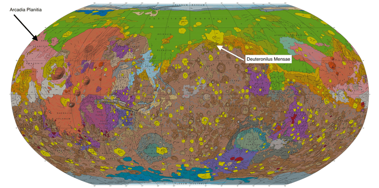 Марс, лід, рівнини, льодовикові структури