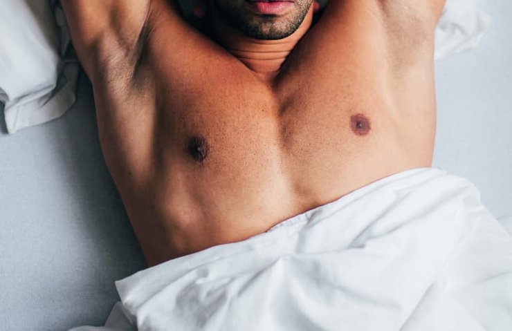 чоловік, ліжко, ліжко, соски, знімок